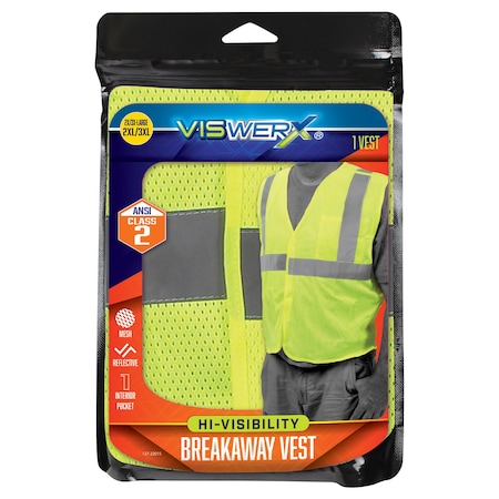 VISWERX Hi-Vis Breakaway Vest - ANSI CL2 2XL/3XL 127-22015